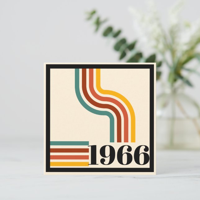1966 60th Birthday Retro Stripe Vintage  Invitation (Standing Front)