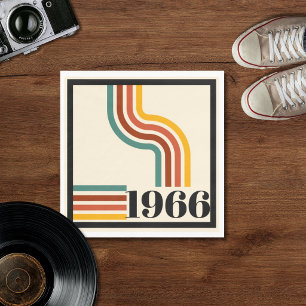 1966 60th Birthday Retro Stripe Vintage Napkins