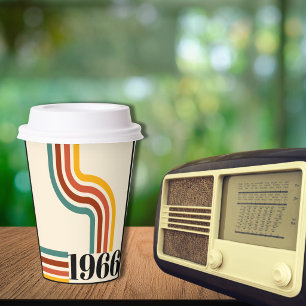 1966 60th Birthday Retro Stripe Vintage Paper Cups