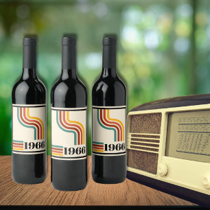 1966 60th Birthday Retro Stripe Vintage Wine Label
