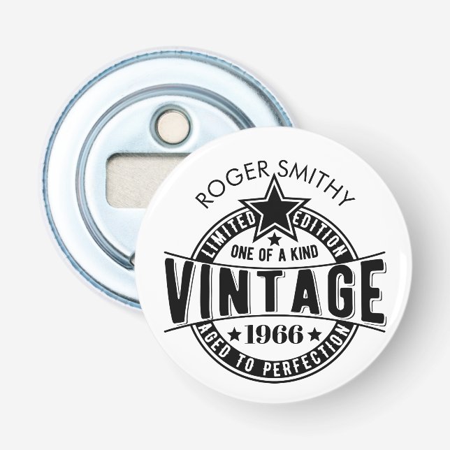 1966 60th Birthday Vintage Aged to perfection Bottle Opener (Front)