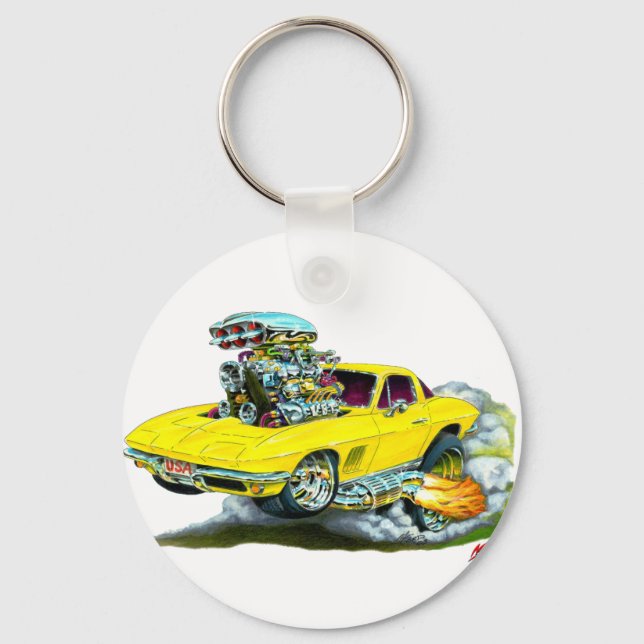 1966-67 Corvette Yellow Car Keychain (Front)