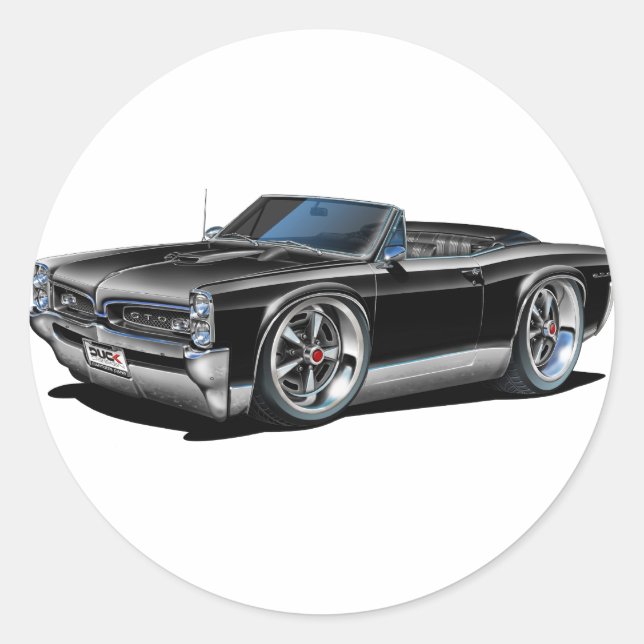 1966/67 GTO Black Convertible Classic Round Sticker (Front)