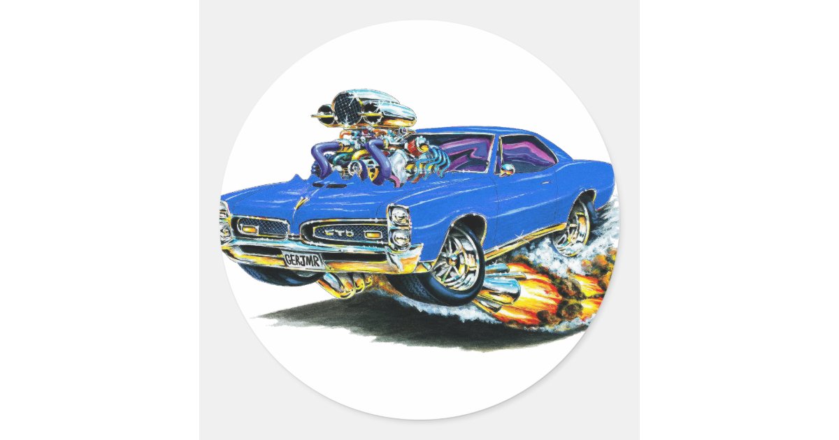 1966 67 Gto Blue Car Classic Round Sticker Zazzle Com