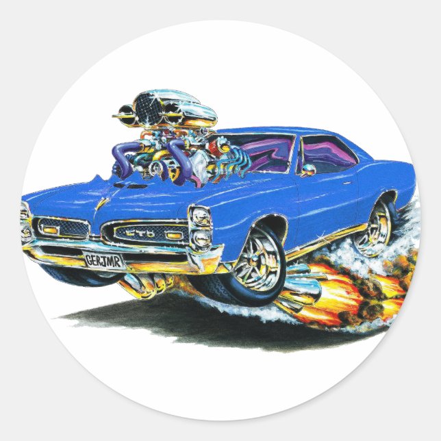 1966-67 GTO Blue Car Classic Round Sticker (Front)