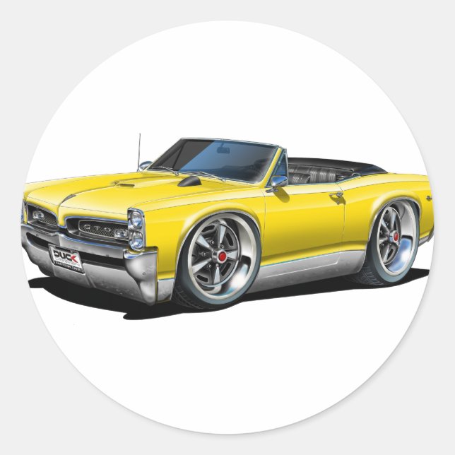 1966/67 GTO Yellow Convertible Classic Round Sticker (Front)