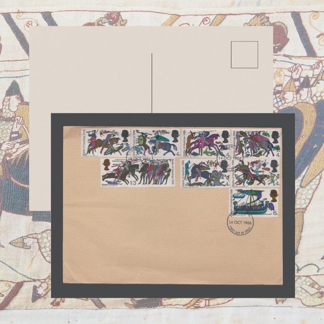 1966 Battle of Hastings First Day Cover | Medieval Postcard (Battle of Hastings Norman Conquest Royal Mail Vintage postage stamps antique snail mail history gift)