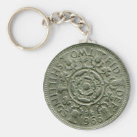 1966 British two shilling keychain