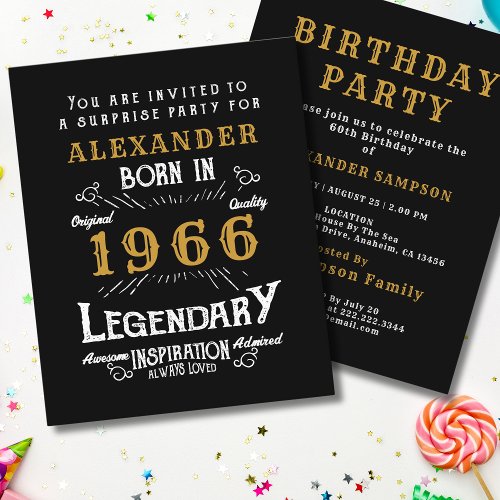 1966 Budget 60th Birthday Invitation Legend