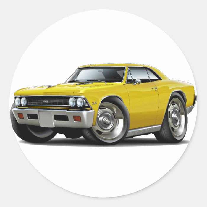 1966 Chevelle Yellow Car Round Stickers