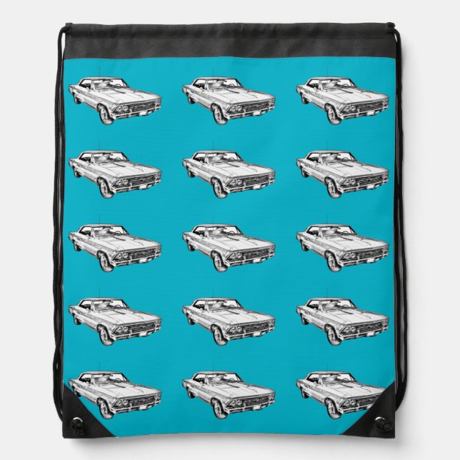 1966 Chevy Chevelle SS 396 Illustration Drawstring Bag (Front)