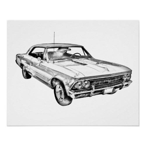 1966 Chevy Chevelle SS 396 Illustration Poster