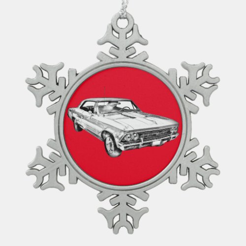 1966 Chevy Chevelle SS 396 Illustration Snowflake Pewter Christmas Ornament