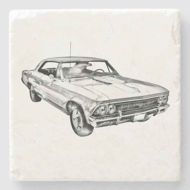 1966 Chevy Chevelle SS 396 Illustration Stone Coaster (Front)