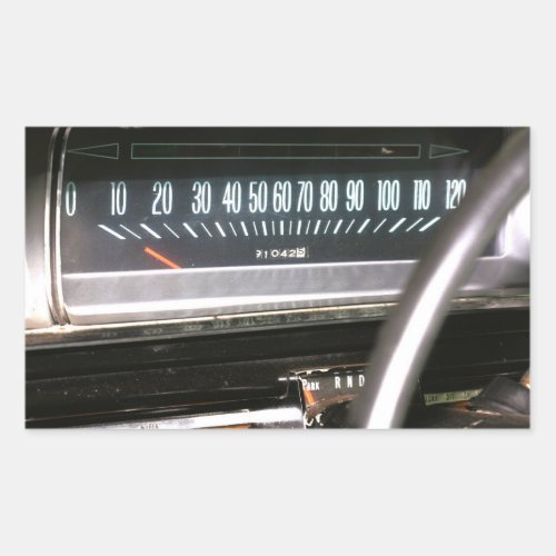 1966 Classic Car Speedometer Rectangular Sticker