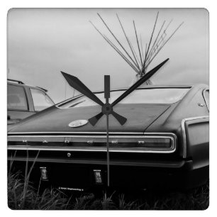 1966 Dodge Charger (B/W) Square Wall Clock