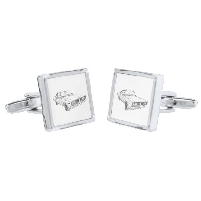 1966 Dodge Coronet Silver Cufflinks (Angled)