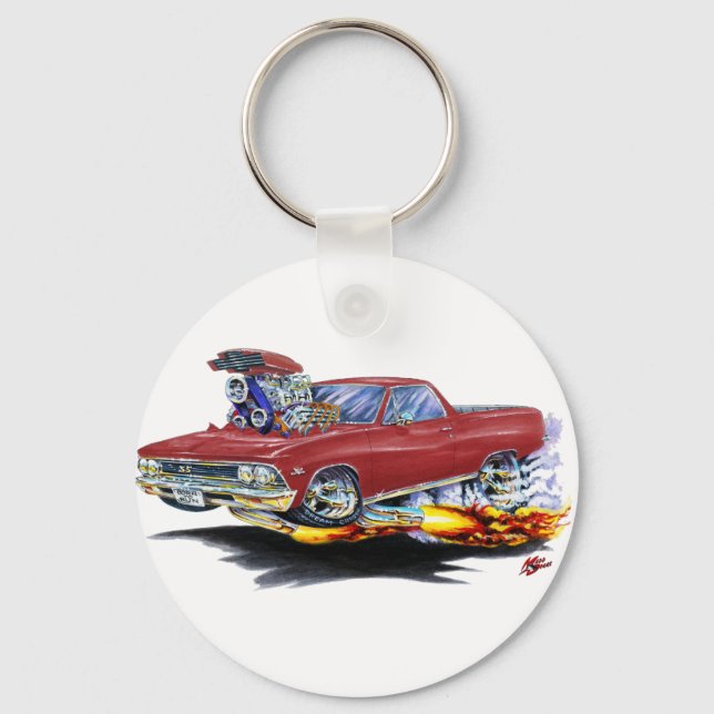 1966 El Camino Maroon Truck Keychain (Front)