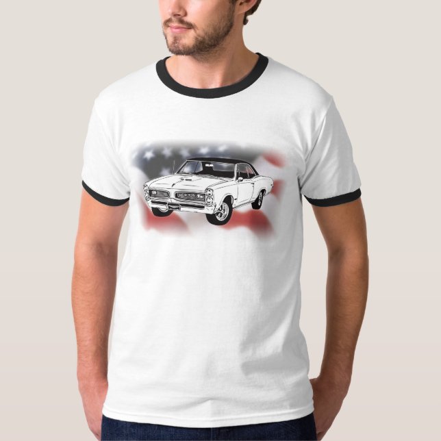 1966 GTO over USA flag T-Shirt (Front)