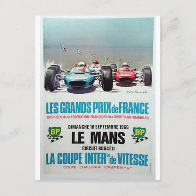 1966 lemans advertisement postcard (Front)