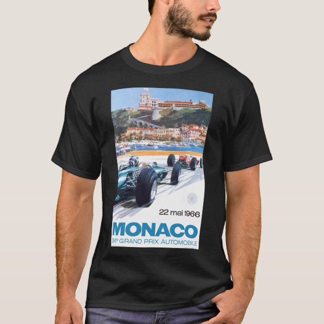 1966 MONACO Grand Prix Racing Poster Classic T-Shi T-Shirt (Front)