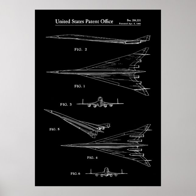 1966 NASA Airplane Patent Poster (Front)
