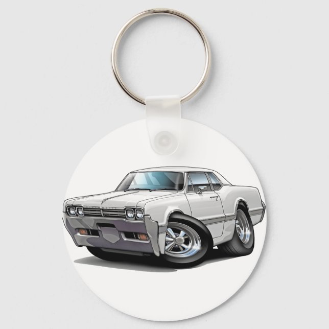 1966 Olds Cutlass White Car Keychain (Front)