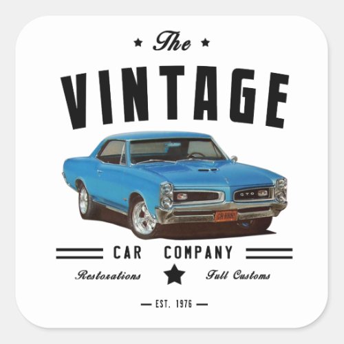 1966 Pontiac GTO Vintage Garage Square Sticker