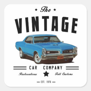 1966 Pontiac GTO Vintage Garage Square Sticker