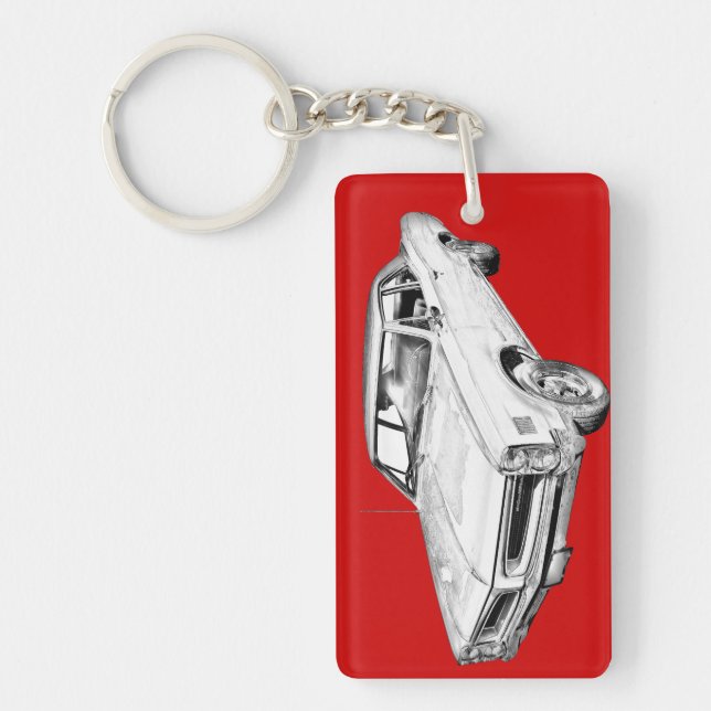 1966 Pontiac Lemans Car Illustration Keychain (Front)