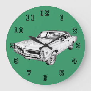 1966 Pontiac Lemans Car Illustration Large Clock