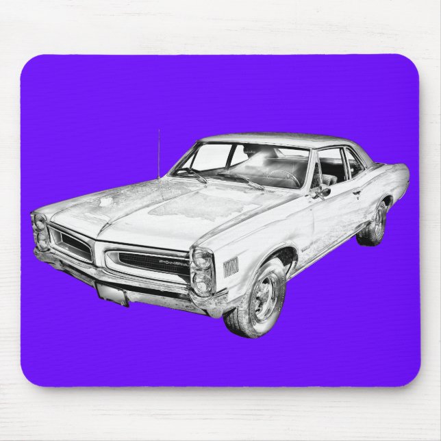 1966 Pontiac Lemans Car Illustration Mouse Pad (Front)