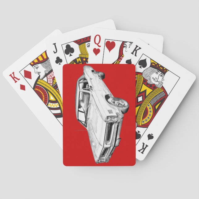 1966 Pontiac Lemans Car Illustration Poker Cards (Back)