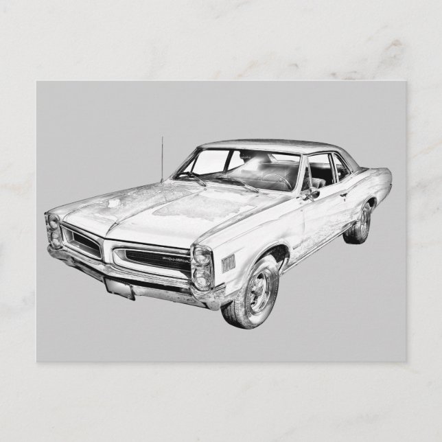 1966 Pontiac Lemans Car Illustration Postcard (Front)