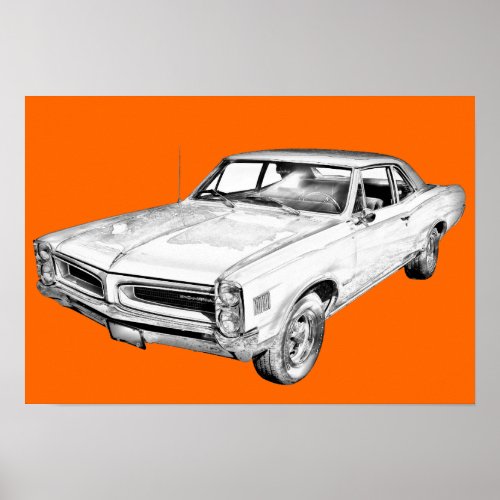 1966 Pontiac Lemans Car Illustration Poster