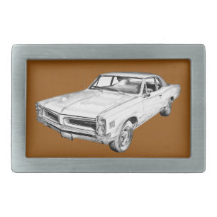 1966 Pontiac Lemans Muscle Car Illustration Belt Buckle