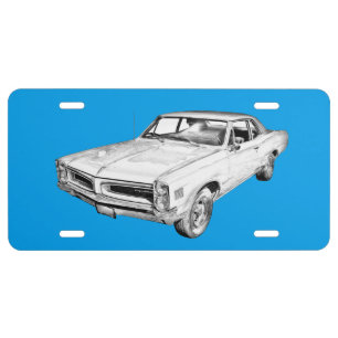 1966 Pontiac Lemans Muscle Car Illustration License Plate