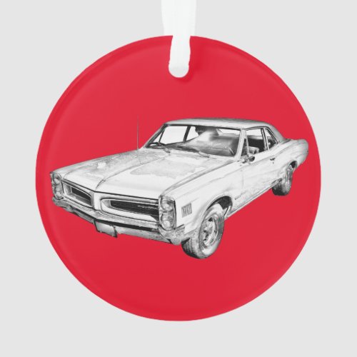 1966 Pontiac Lemans Muscle Car Illustration Ornament