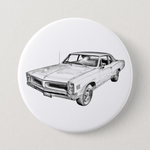 1966 Pontiac Lemans Muscle Car Illustration Pinback Button