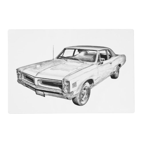 1966 Pontiac Lemans Muscle Car Illustration Placemat
