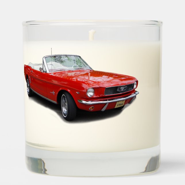 1966 red convertible glass candle (Front)