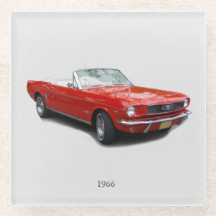 1966 Red Convertible glass coaster