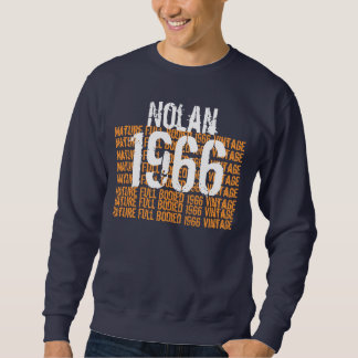 1966 Vintage Birthday Blue Gold White Custom Name Sweatshirt