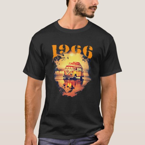 1966 Vintage Hippie Van Birthday Retro 80S 70S Van T_Shirt