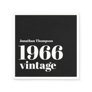 1966 Vintage Name Black 60th Birthday Party Napkins