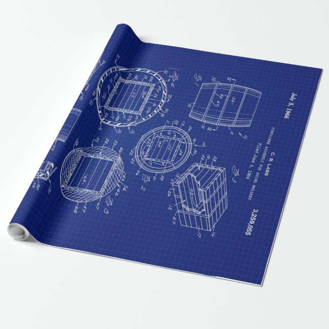 1966 Whiskey Container Art Wrapping Paper (Unrolled)