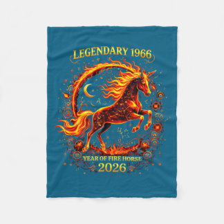 1966 Year Fire Horse 60th Artwork Fleece Blanket