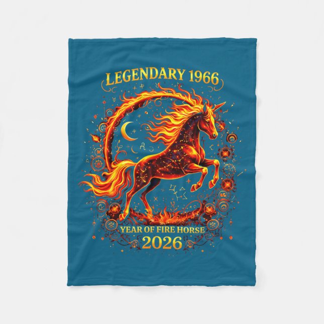 1966 Year Fire Horse 60th Artwork Fleece Blanket (Front)