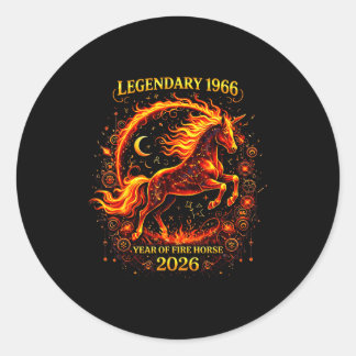 1966 Year Fire Horse 60th Classic Round Sticker
