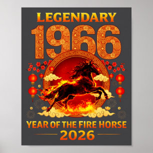 1966 Year Of The Fire Horse 60th Birthday Chinese Poster